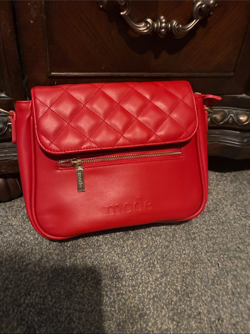 Quilted Flap Crossbody Bag in Bright Red